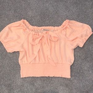 American Eagle Crop Puff Sleeve Peasant Top Sz XS